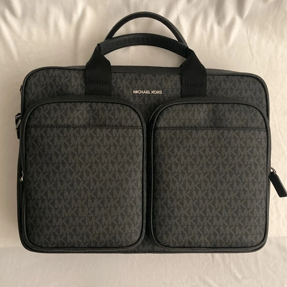 Michael Kors Cooper Logo Utility Briefcase Black/Grey